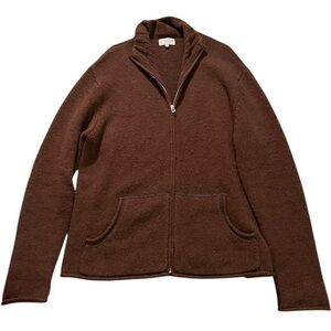 Vintage Brown wool zip-up sweater #woollyjumper
-small hole on back near armpit